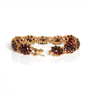 Granatarmband aus 333 Gelbgold, nachhaltiger second hand Schmuck perfekt aufgearbeitet