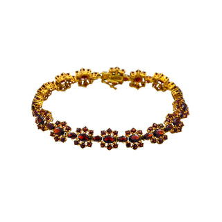 Granatarmband aus 333 Gelbgold, nachhaltiger second hand Schmuck perfekt aufgearbeitet