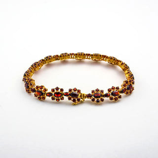 Granatarmband aus 333 Gelbgold, nachhaltiger second hand Schmuck perfekt aufgearbeitet