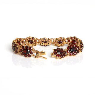 Granatarmband aus 333 Gelbgold, nachhaltiger second hand Schmuck perfekt aufgearbeitet