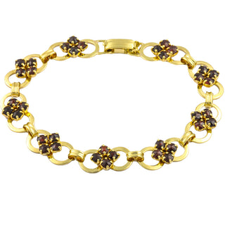 Armband aus 333 Gelbgold mit Granat, hochwertiger second hand Schmuck perfekt aufgearbeitet