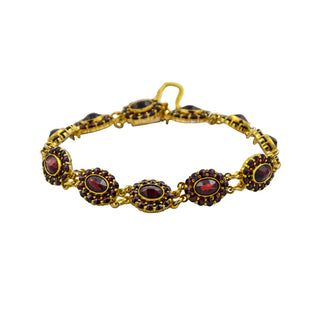 Granatarmband aus 375 Gelbgold, nachhaltiger second hand Schmuck perfekt aufgearbeitet