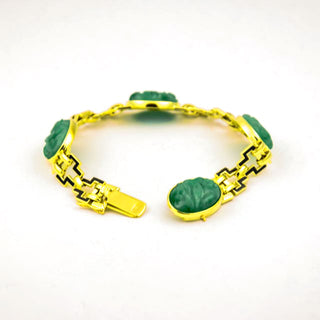 Armband aus 585 Gelbgold mit Jade, nachhaltiger second hand Schmuck perfekt aufgearbeitet
