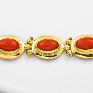Korallarmband aus 750 Gelbgold, nachhaltiger second hand Schmuck perfekt aufgearbeitet