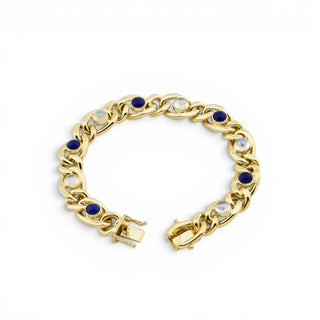 Armband aus 585 Gelbgold mit Lapislazuli und Mondstein, nachhaltiger second-hand Schmuck perfekt aufgearbeitet