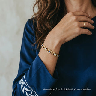 Armband aus 585 Gelbgold mit Lapislazuli und Mondstein, nachhaltiger second-hand Schmuck perfekt aufgearbeitet