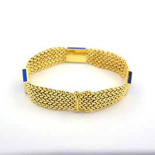 Armband aus 585 Gelbgold mit Lapislazuli, nachhaltiger second hand Schmuck perfekt aufgearbeitet