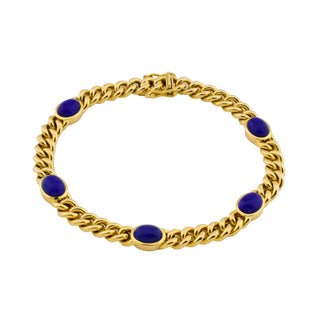 Armband aus 585 Gelbgold mit Lapislazuli, nachhaltiger second hand Schmuck perfekt aufgearbeitet