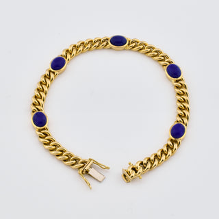 Armband aus 585 Gelbgold mit Lapislazuli, nachhaltiger second hand Schmuck perfekt aufgearbeitet
