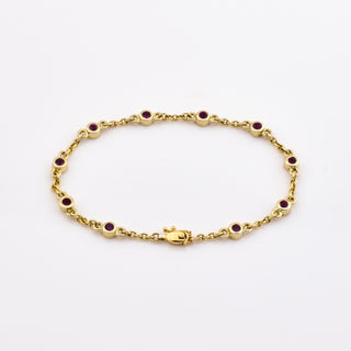 Rubinarmband aus 585 Gelbgold, nachhaltiger second hand Schmuck perfekt aufgearbeitet
