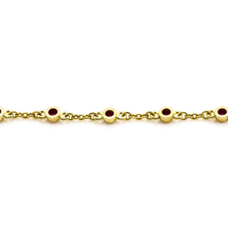 Rubinarmband aus 585 Gelbgold, nachhaltiger second hand Schmuck perfekt aufgearbeitet