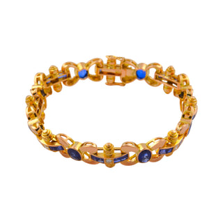 Saphirarmband aus 750 Gelbgold mit Brillant, nachhaltiger second hand Schmuck perfekt aufgearbeitet