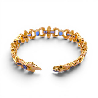 Saphirarmband aus 750 Gelbgold mit Brillant, nachhaltiger second hand Schmuck perfekt aufgearbeitet