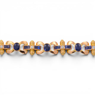 Saphirarmband aus 750 Gelbgold mit Brillant, nachhaltiger second hand Schmuck perfekt aufgearbeitet