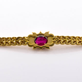 Armband aus 750 Gelbgold mit Turmalin und Brillant, nachhaltiger second hand Schmuck perfekt aufgearbeitet