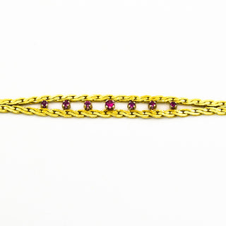 Rubinarmband aus 585 Gelb- und Weißgold, nachhaltiger second hand Schmuck perfekt aufgearbeitet