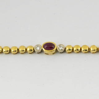 Rubinarmband aus 750 Gelb- und Weißgold mit Brillant, nachhaltiger second hand Schmuck perfekt aufgearbeitet
