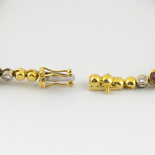 Rubinarmband aus 750 Gelb- und Weißgold mit Brillant, nachhaltiger second hand Schmuck perfekt aufgearbeitet