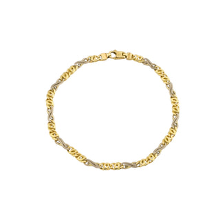 Armband aus 585 Gelb- und Weißgold, nachhaltiger second-hand Schmuck perfekt aufgearbeitet