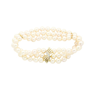 Perlenarmband aus 585 Gelb- und Weißgold mit Perle, nachhaltiger second hand Schmuck perfekt aufgearbeitet