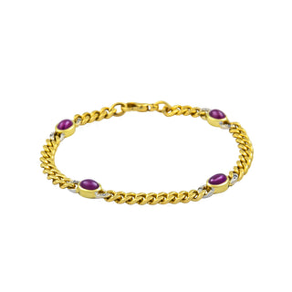 Armband aus 585 Gelb- und Weißgold mit Rubin und Brillant, nachhaltiger second hand Schmuck perfekt aufgearbeitet