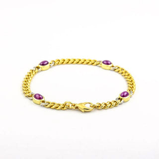 Armband aus 585 Gelb- und Weißgold mit Rubin und Brillant, nachhaltiger second hand Schmuck perfekt aufgearbeitet