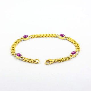 Armband aus 585 Gelb- und Weißgold mit Rubin und Brillant, nachhaltiger second hand Schmuck perfekt aufgearbeitet