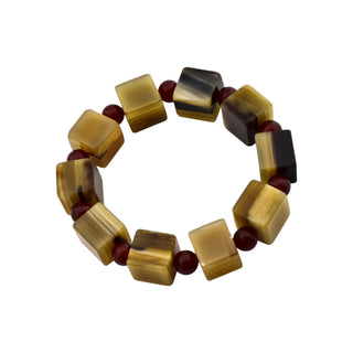 Armband mit Horn und Karneol, nachhaltiger second hand Schmuck perfekt aufgearbeitet