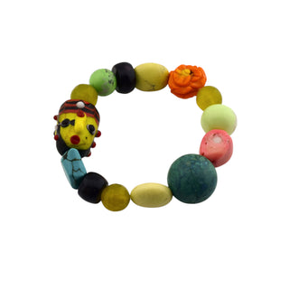 Armband aus Koralle, Chrysokoll und Türkis, nachhaltiger second-hand Schmuck perfekt aufgearbeitet