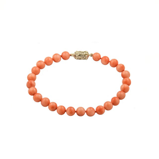 Korallenarmband mit Schließe aus 925 Silber, nachhaltiger second hand Schmuck perfekt aufgearbeitet