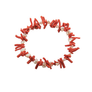 Korallenarmband mit Perlen, nachhaltiger second hand Schmuck perfekt aufgearbeitet