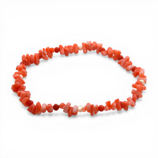 Armband aus Koralle und Süßwasserzuchtperlen, nachhaltiger second hand Schmuck perfekt aufgearbeitet