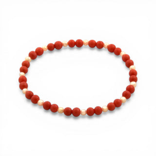 Korallenarmband mit Süßwasserzuchtperlen, nachhaltiger second hand Schmuck perfekt aufgearbeitet