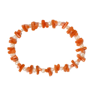 Perlenarmband mit Koralle, nachhaltiger second hand Schmuck perfekt aufgearbeitet