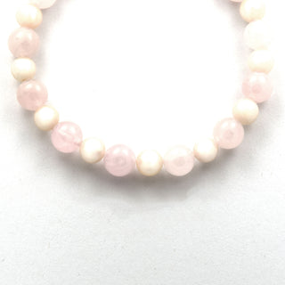 Perlenarmband mit Rosenquarz, nachhaltiger second hand Schmuck perfekt aufgearbeitet