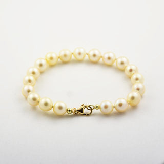 Perlenarmband mit Schließe aus 585 Gelbgold, nachhaltiger second hand Schmuck perfekt aufgearbeitet