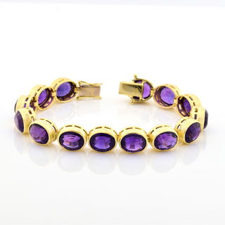 Armband aus 585 Roségold mit Amethyst, nachhaltiger second hand Schmuck perfekt aufgearbeitet