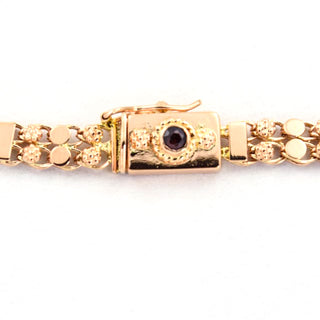 Granatarmband aus 585 Roségold, nachhaltiger second hand Schmuck perfekt aufgearbeitet