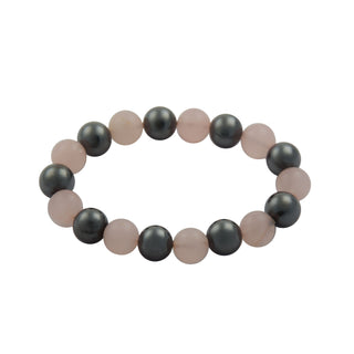 Armband mit Rosenquarz und Hämatit, nachhaltiger second hand Schmuck perfekt aufgearbeitet