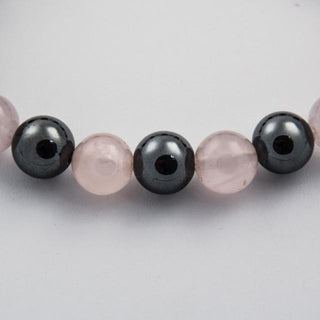 Armband aus Rosenquarz und Hämatit, nachhaltiger second hand Schmuck perfekt aufgearbeitet