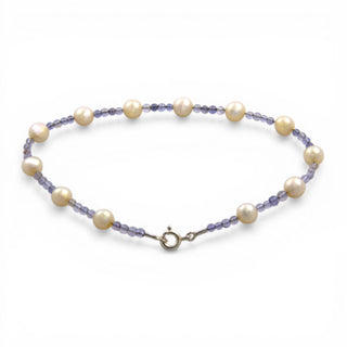 Iolitharmband mit Perle und Schließe aus 925 Silber, nachhaltiger second hand Schmuck perfekt aufgearbeitet