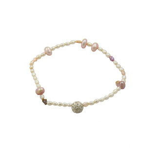 Perlenarmband mit Zwischenteil aus 925 Silber, nachhaltiger second hand Schmuck perfekt aufgearbeitet