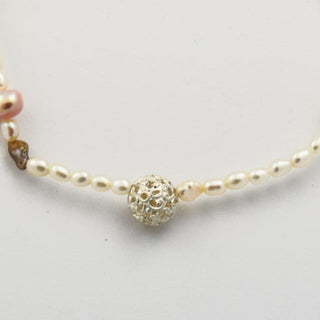 Perlenarmband mit Zwischenteil aus 925 Silber, nachhaltiger second hand Schmuck perfekt aufgearbeitet