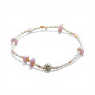 Perlenarmband mit Zwischenteil aus 925 Silber, nachhaltiger second hand Schmuck perfekt aufgearbeitet