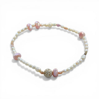 Perlenarmband mit Zwischenteil aus 925 Silber, nachhaltiger second hand Schmuck perfekt aufgearbeitet