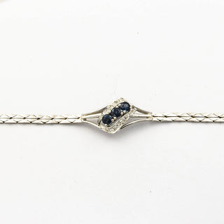 Armband aus 585 Weißgold mit Saphir und Diamant, nachhaltiger second hand Schmuck perfekt aufgearbeitet
