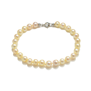 Perlenarmband aus mit Schließe 585 Weißgold, nachhaltiger second hand Schmuck perfekt aufgearbeitet