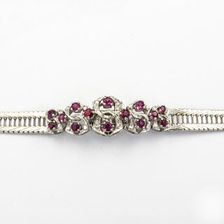 Armband aus 585 Weißgold mit Rubin und Brillant, nachhaltiger second hand Schmuck perfekt aufgearbeitet