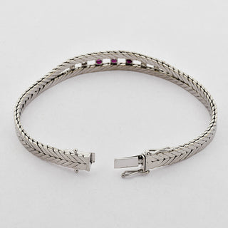 Armband aus 750 Weißgold mit Rubin und Brillant, nachhaltiger second hand Schmuck perfekt aufgearbeitet