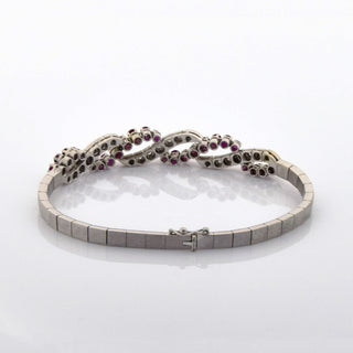 Rubinarmband aus 750 Weißgold mit Diamant, nachhaltiger second hand Schmuck perfekt aufgearbeitet